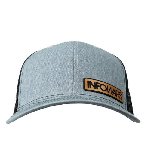 Infowars Store Gray Leather Patch Hat