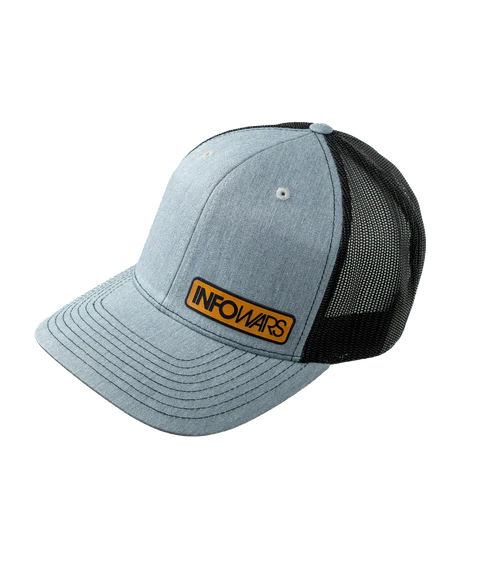 Infowars Store Gray Leather Patch Hat
