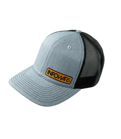 Infowars Store Gray Leather Patch Hat